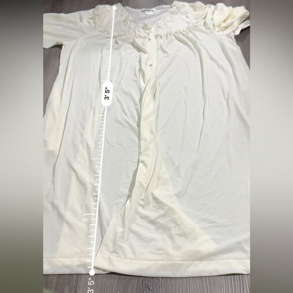 Vintage 70's Lorraine Off White‎ Lace Prairie Cottagecore Button Nightgown Sz L - Picture 11 of 11